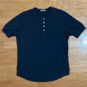 Buck Mason Blue Short Sleeve Henley T-Shirt Medium